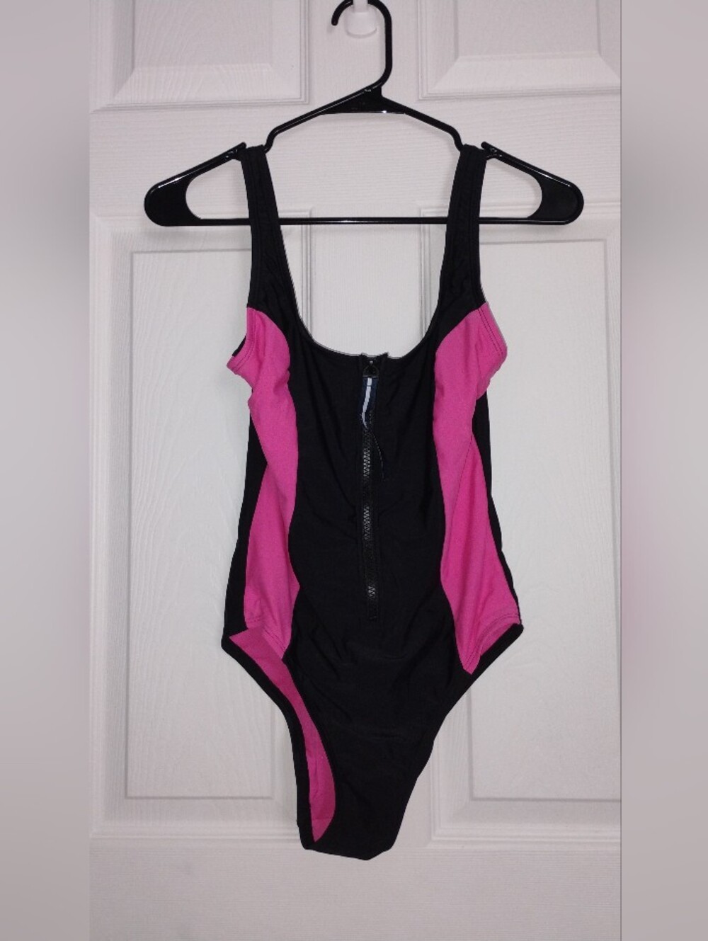 Tommy Hilfiger Black and Pink Zip-Front Athletic One-Piece